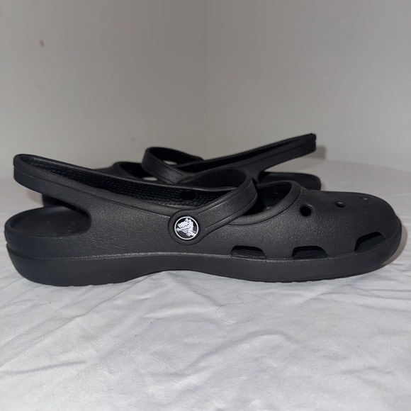 Crocs Black Mary Jane Style Shoes Women's Size 8 Excellent Condition Slip On - Picture 4 of 9